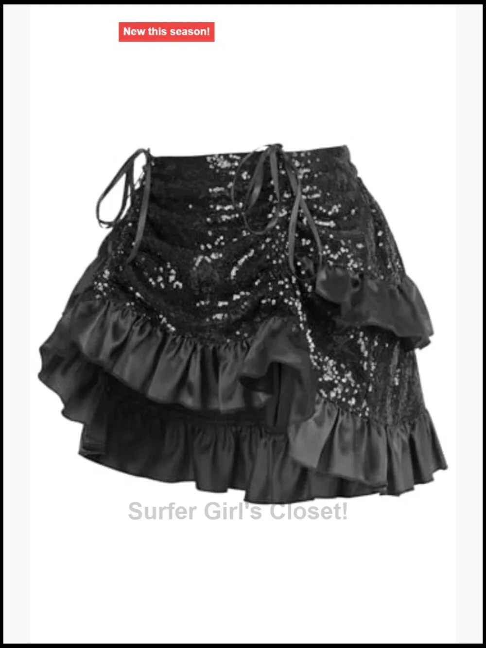 Sequin Ruched Bustle Mini Skirt Pull On High Stretch Sexy Clubwear